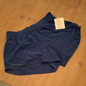 NWT lululemon Hotty Hot Athletic Running Shorts in Navy/Teal (Size 10 Tall; 4")